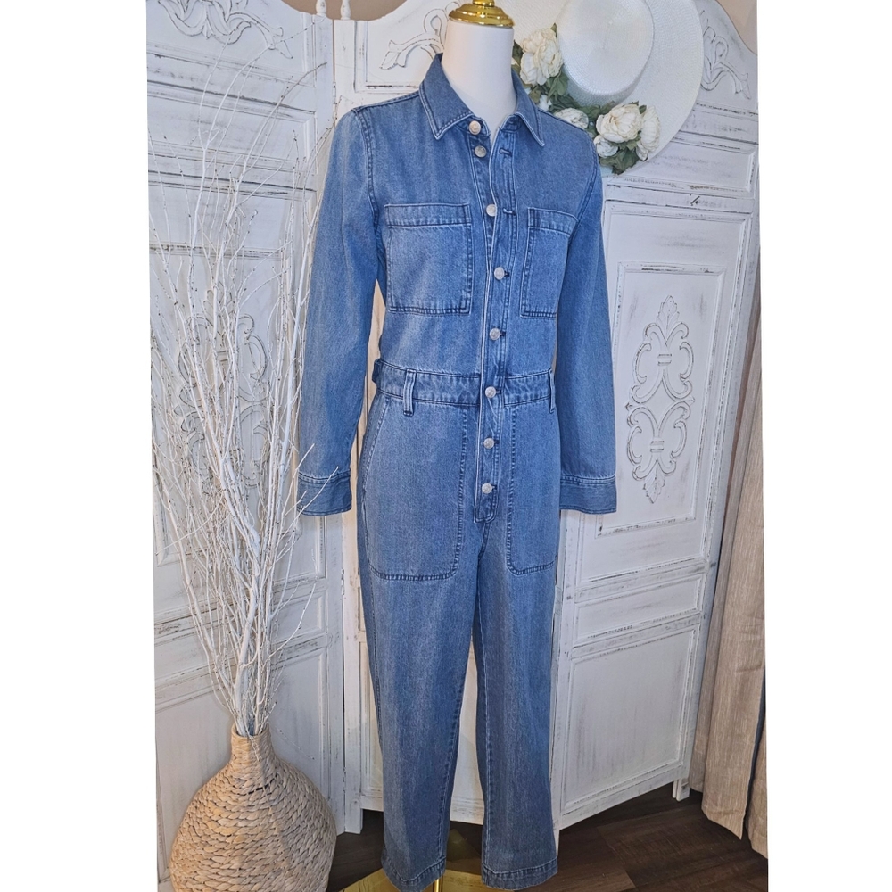 Madewell Blue Denim Relaxed Coveralls Utility Jumpsuit